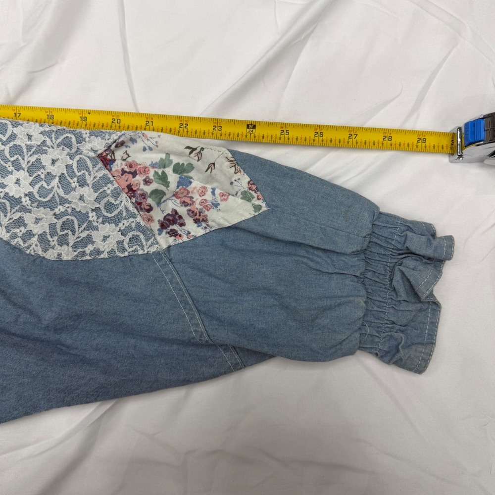 Vintage Bronton Patchwork Denim Jacket Floral Lac… - image 9